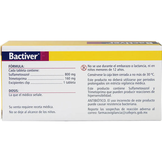 Bactiver® F, Sulfametoxazol 800 mg, Trimetoprima 160 mg 14 Tabletas | Maver®