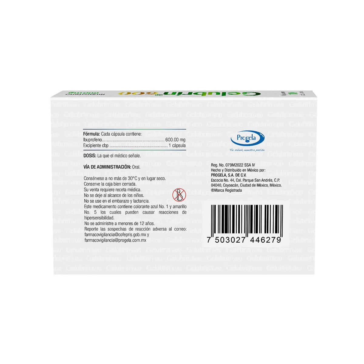 Gelubrin, Ibuprofeno 600 mg 10 Cápsulas