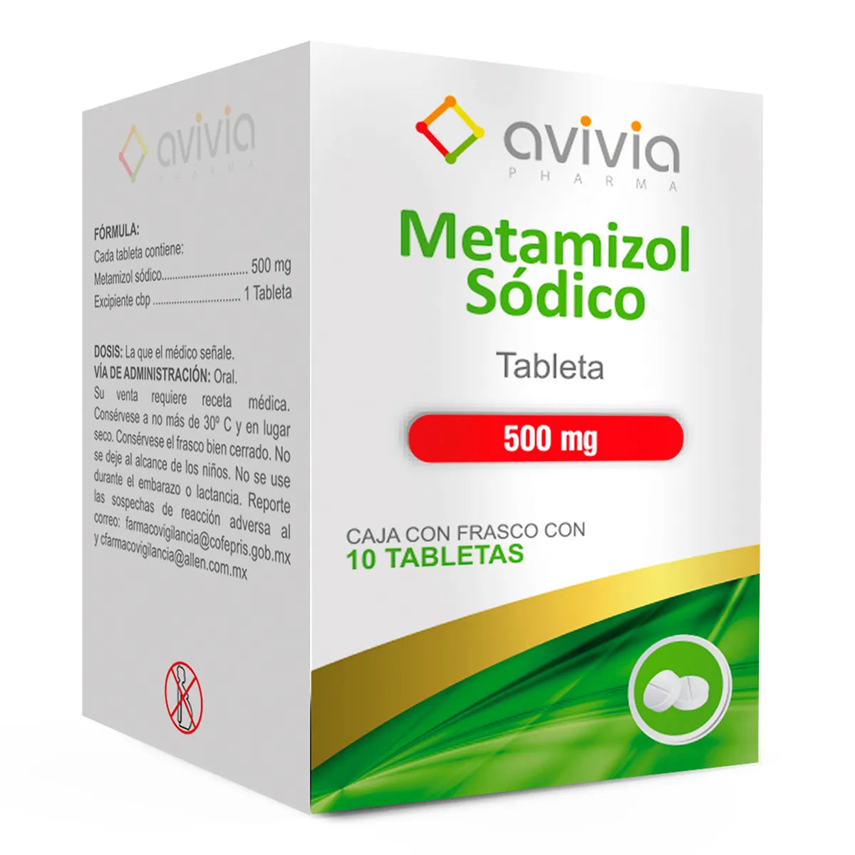 Metamizol Sódico 500 mg 10 Tabletas | Avivia®