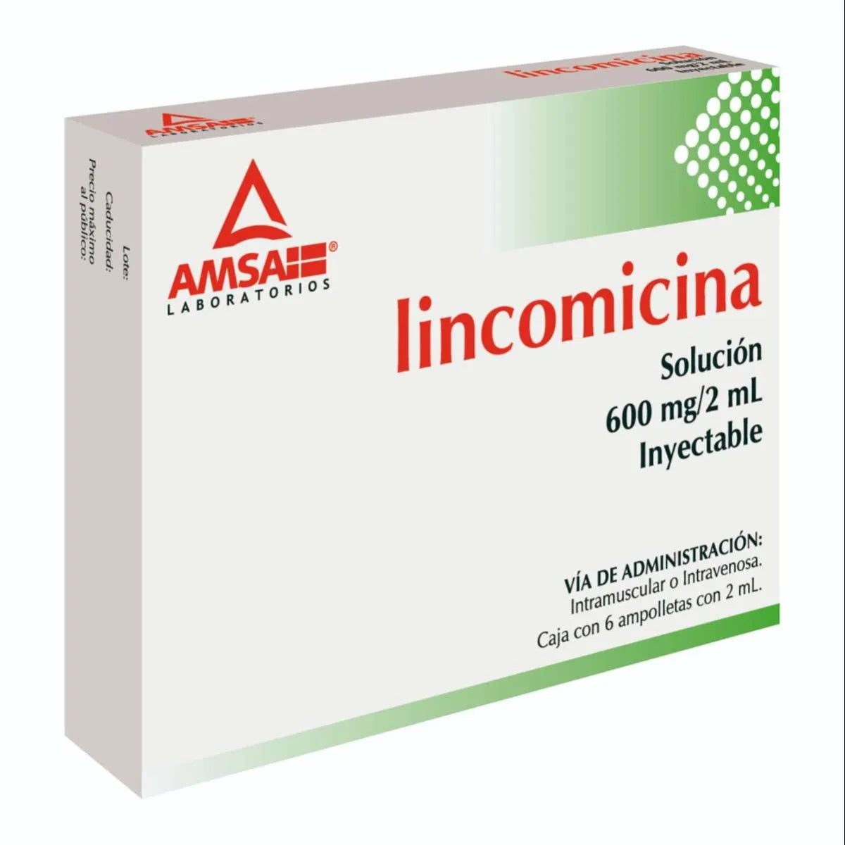 Lincomicina 600 mg / 2 mL 6 Ampolletas | Amsa®