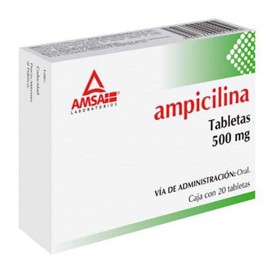 Ampicilina 500 mg 20 Tabletas | Amsa®