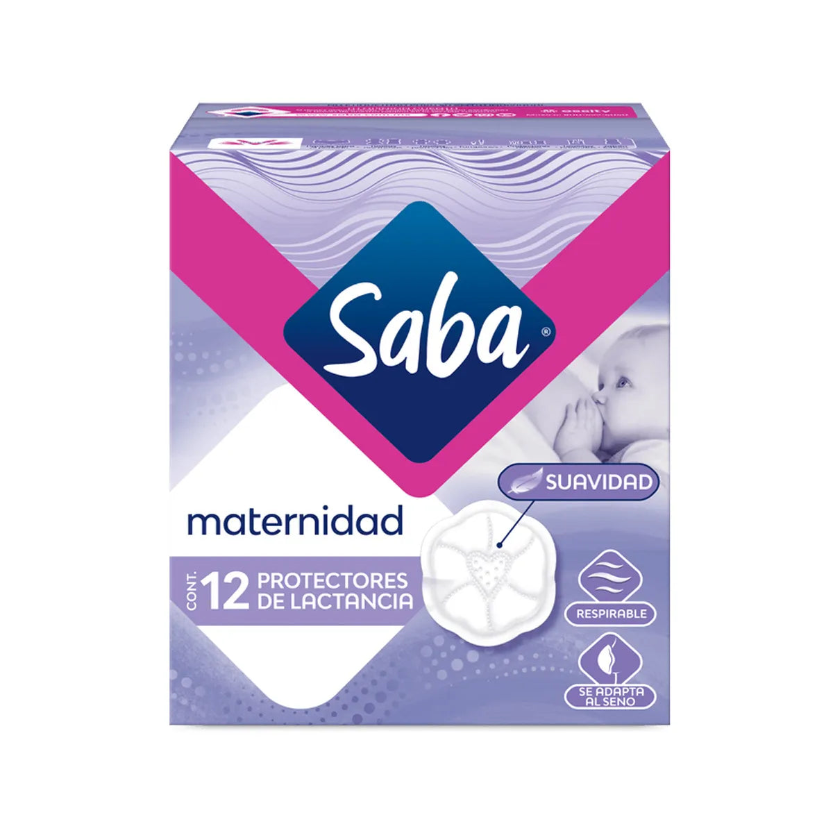 Protectores de Lactancia Saba Maternidad Absorbentes y Respirables, 12 unidades