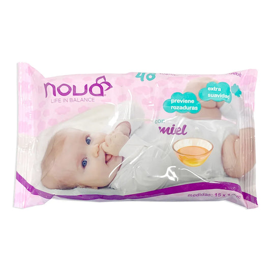 Toallita Húmeda Para Bebé Con Miel, Nova 48 Piezas