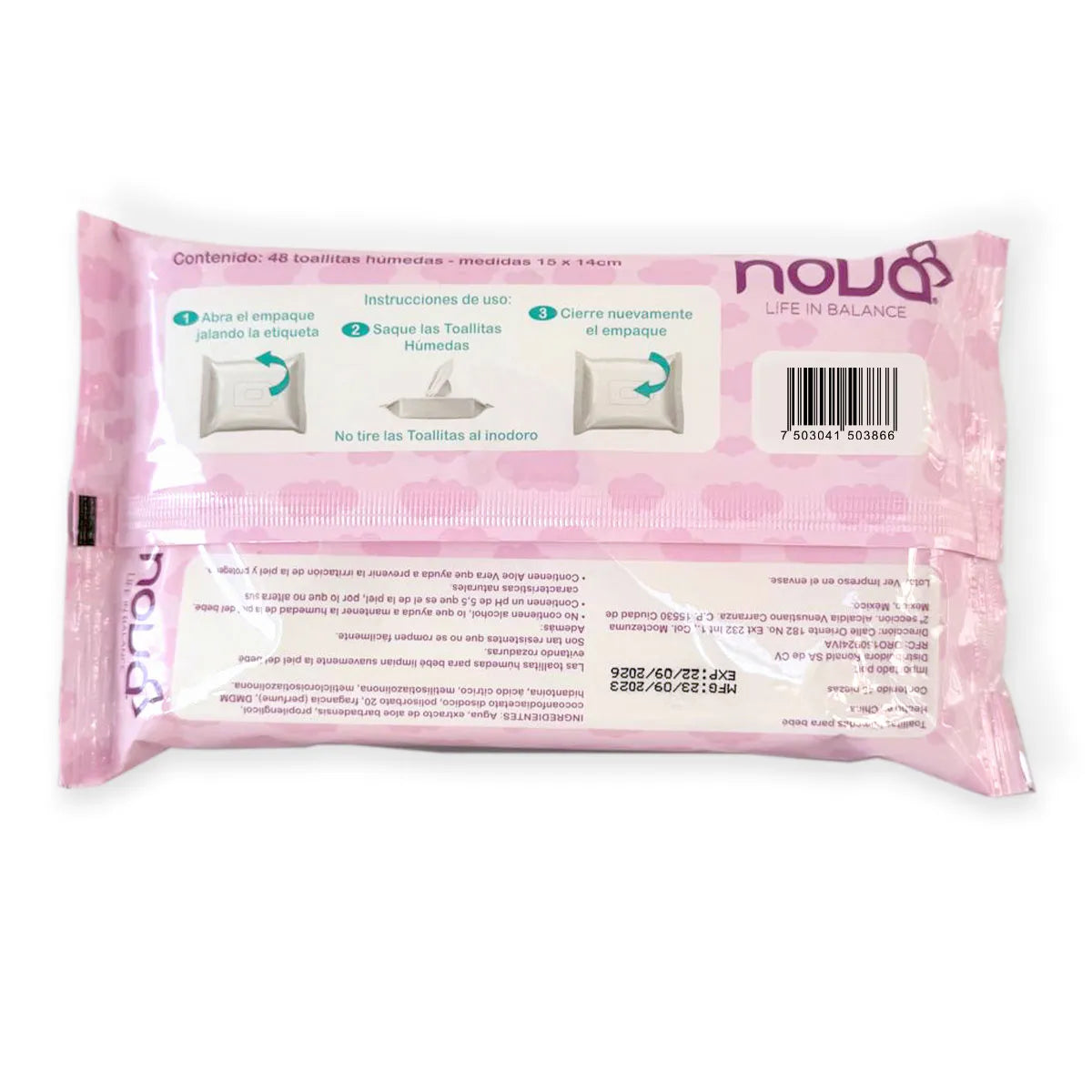 Toallita Húmeda Para Bebé Con Miel, Nova 48 Piezas