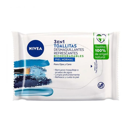 Toallitas Desmaquillantes Biodegradables Piel Normal Nivea 3 en 1 Refrescantes