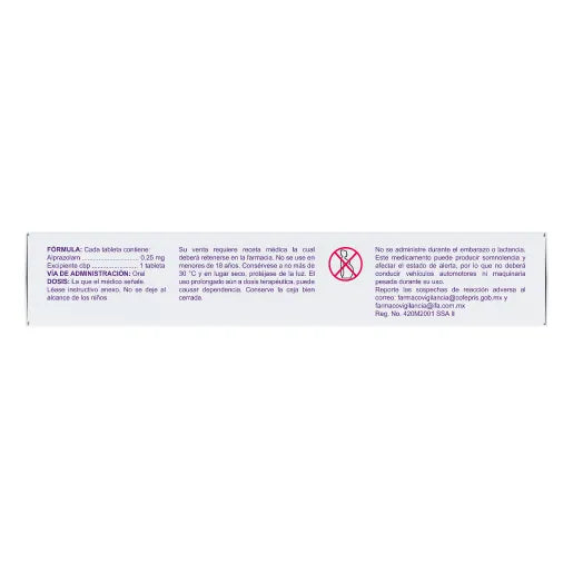 Alprazolam 0.25 mg 30 Tabletas | Tempus Pharma®