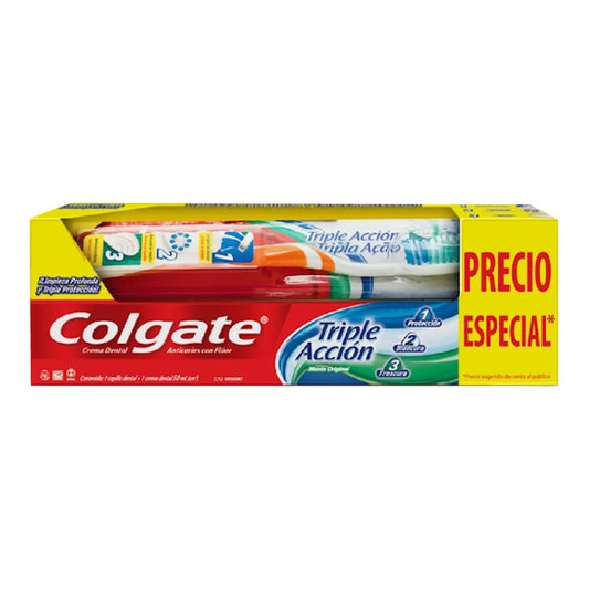 Kit Colgate Triple Acción Crema Dental 50 mL + Cepillo Dental Adulto