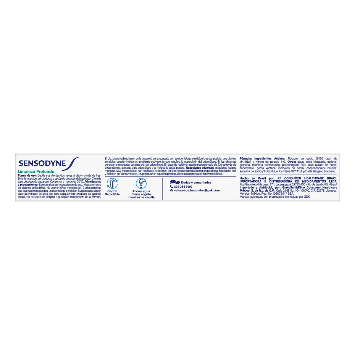 Crema Dental para Dientes Sensibles Sensodyne Limpieza Profunda 90 g