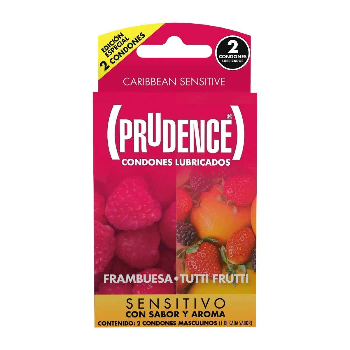 Preservativo Prudence, Frambuesa + Tutti Frutti, 2 Condones