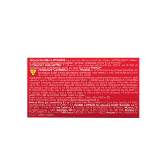 Tylenol®, Paracetamol 500 mg 20 Tabletas