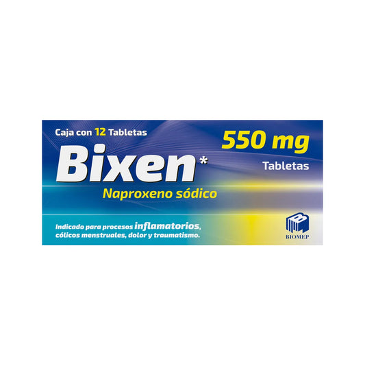 Bixen, Naproxeno Sódico 550 mg 12 Tabletas | Biomep®