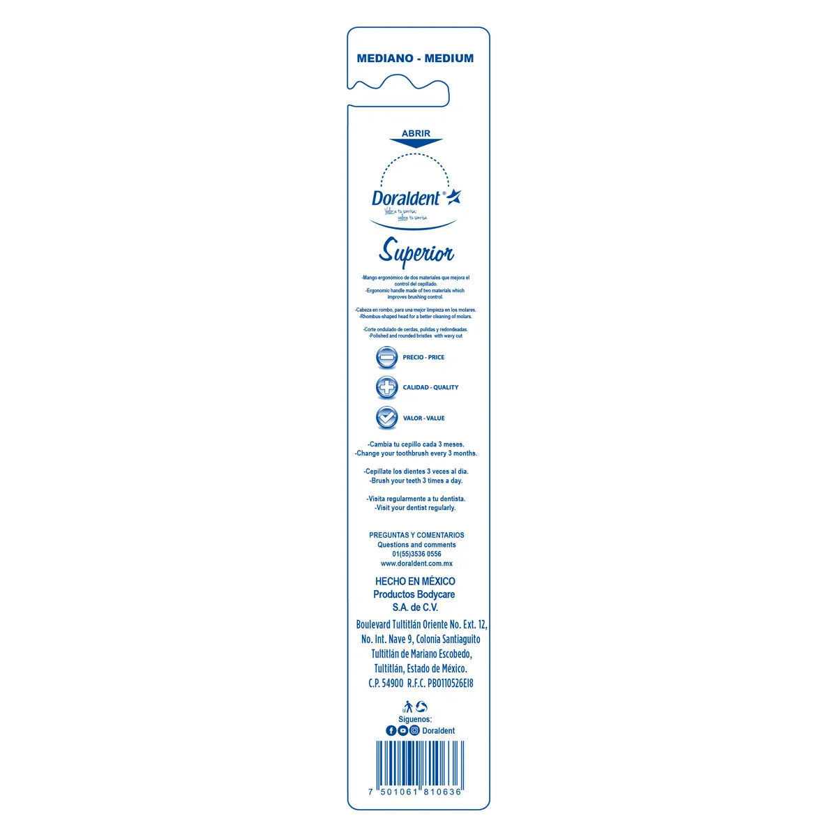 Cepillo Dental Doraldent Superior Mediano 1 Pieza