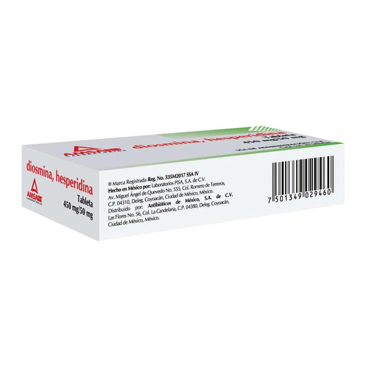 Diosmina 450 mg, Hesperidina 50 mg, 20 Tabletas | Amsa®