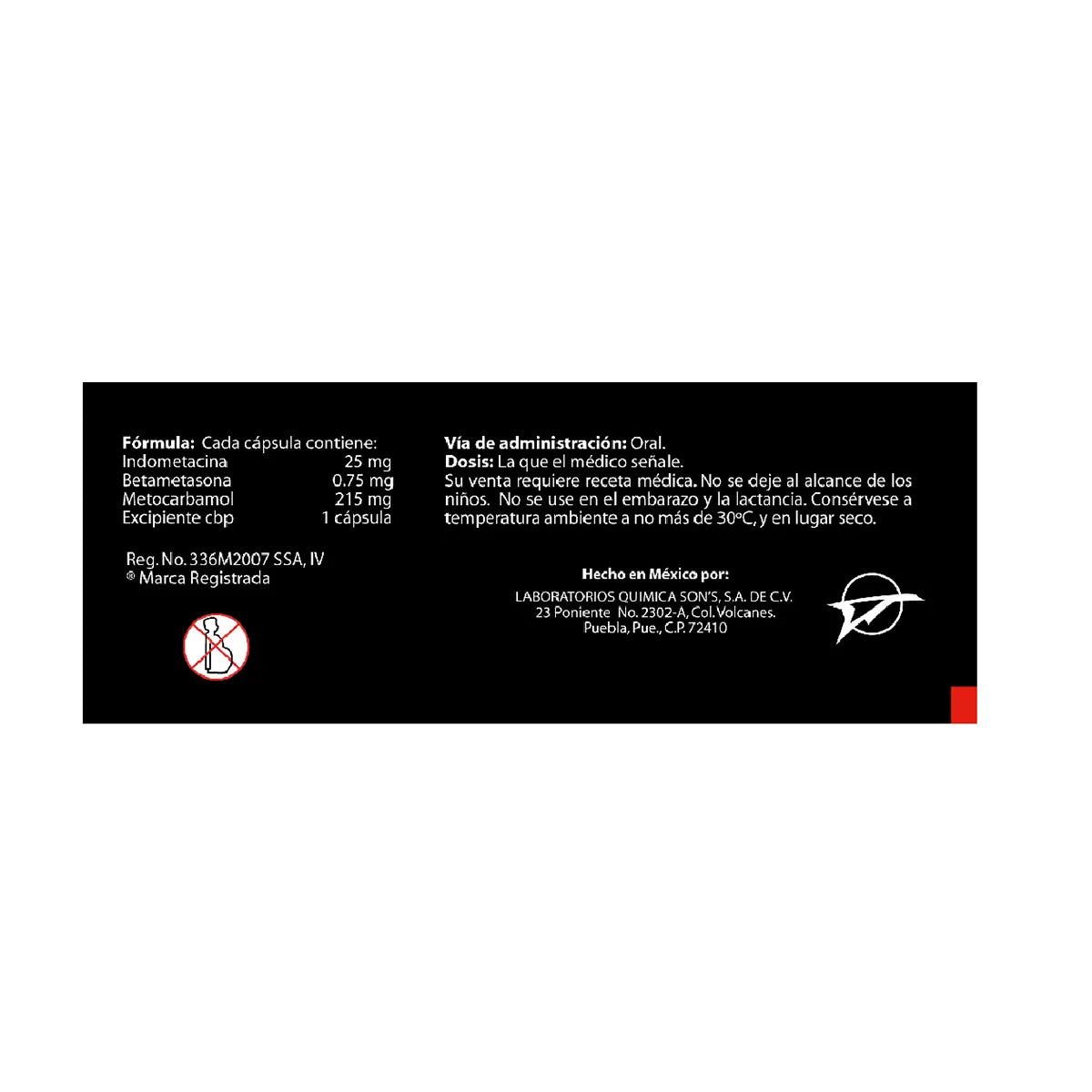 Ardosons®, Indometacina, Betametasona, Metocarbamol, 20 Cápsulas | Quimica Son’s®