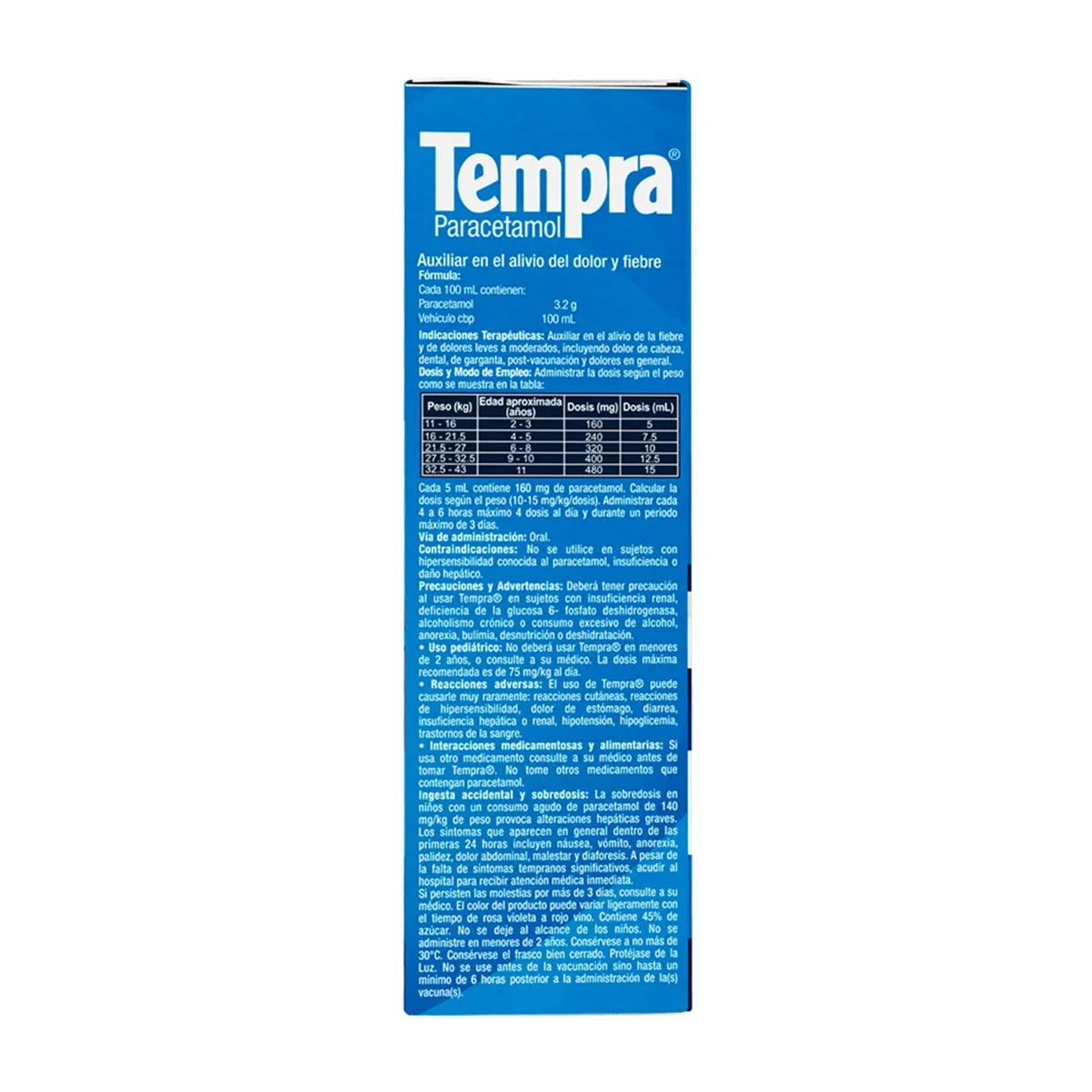 Tempra®, Paracetamol 3.2 g/100 mL Jarabe Infantil Sabor Fresa 120 mL