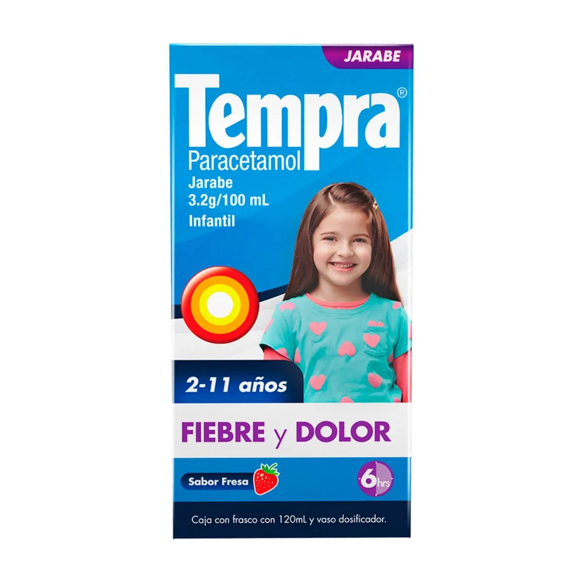 Tempra®, Paracetamol 3.2 g/100 mL Jarabe Infantil Sabor Fresa 120 mL