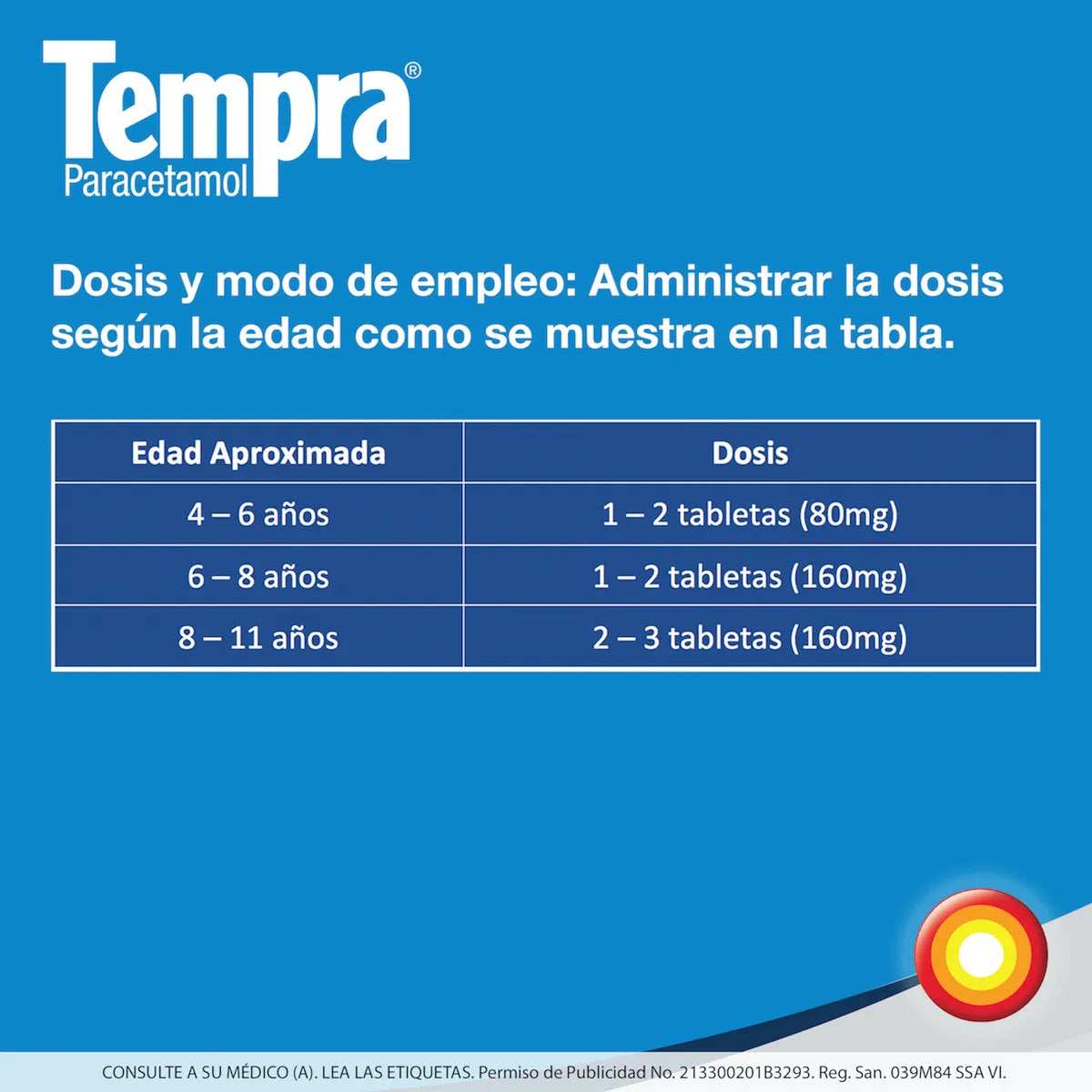 Tempra®, Paracetamol 80 mg Tabletas Masticables Sabor Uva 30 Tabletas