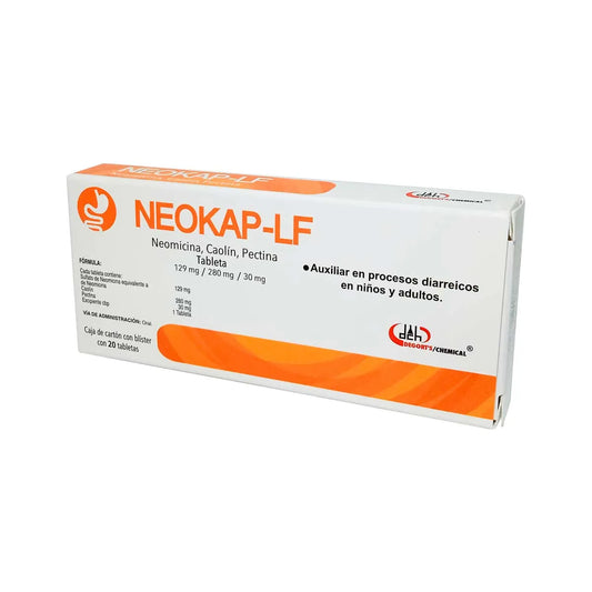 Neokap LF, Neomicina, Caolín, Pectina 20 Tabletas | Degorts Chemical®