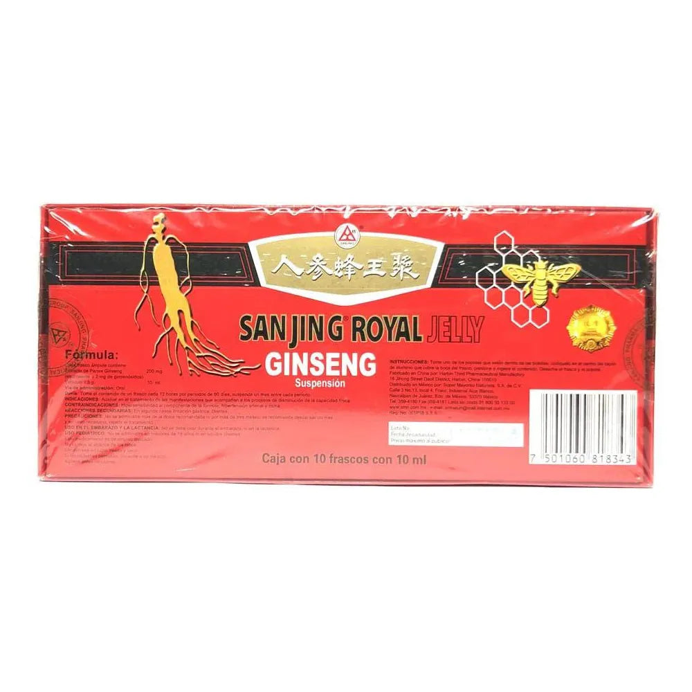 Sanjing® Royal Jelly Ginseng con 10 Frascos de 10 ml