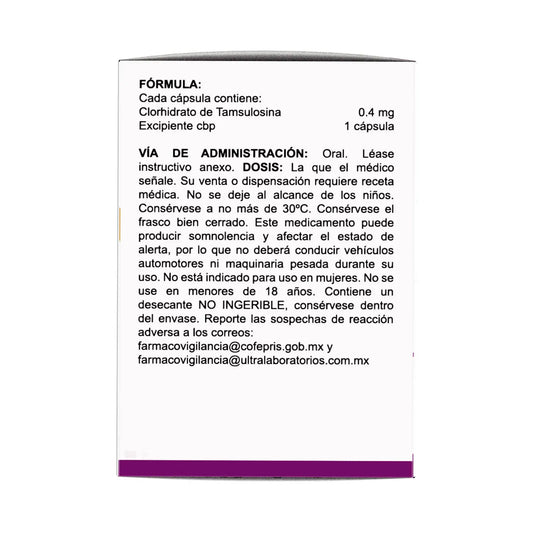 Tamsulosina 0.4 mg 20 Cápsulas de Liberación Prolongada | Ultra®