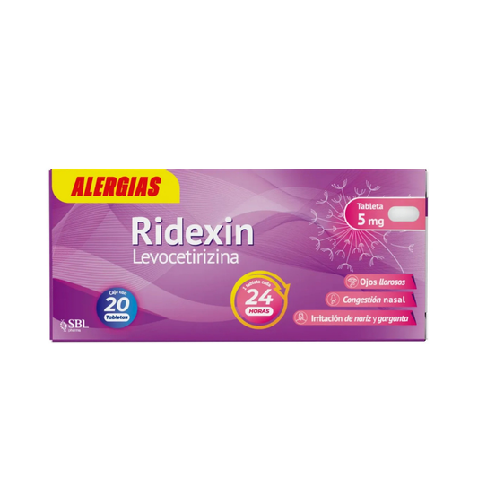 Ridexin®, Levocetirizina 5 mg 10 Tabletas | SBL Pharma®