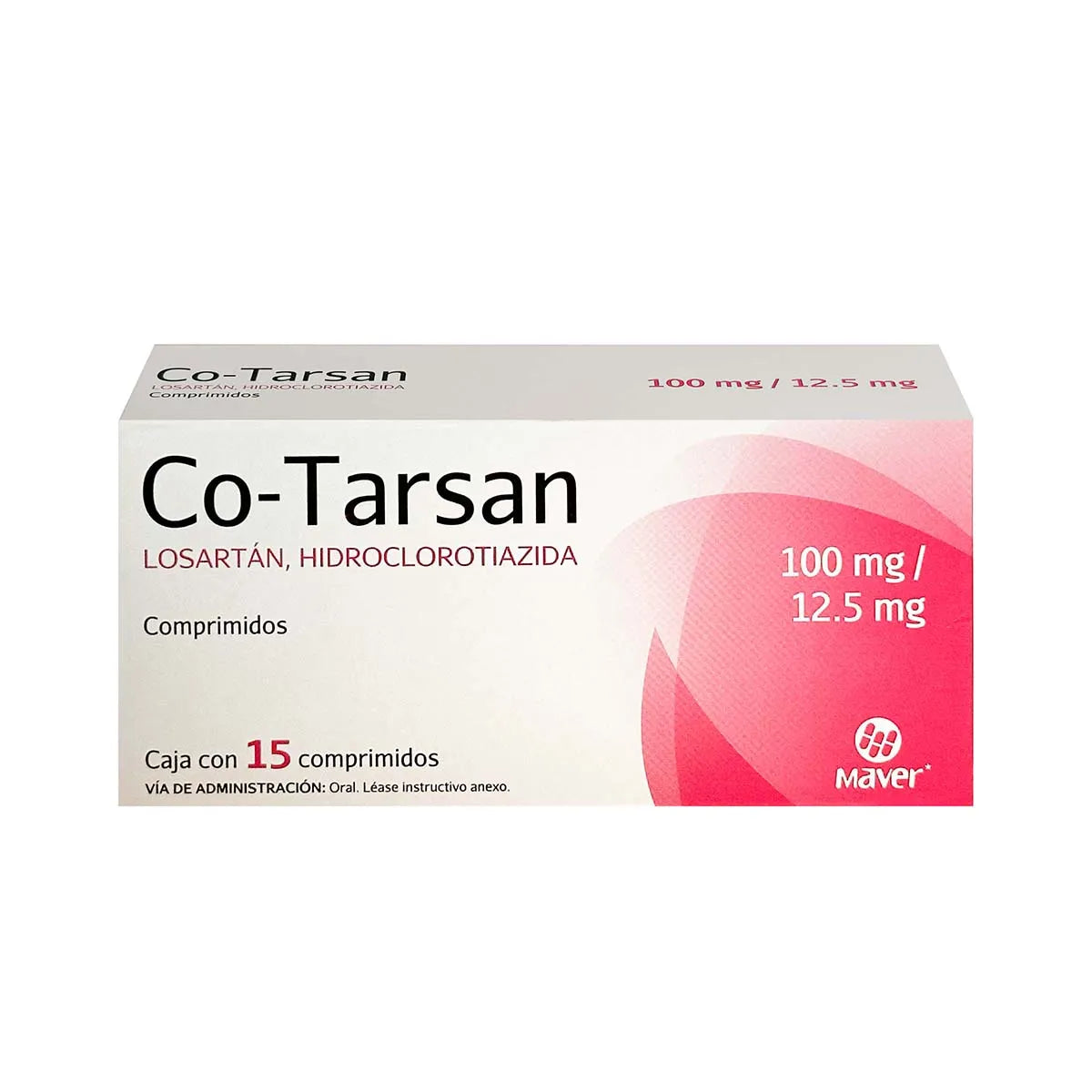 Co-Tarsan®, Losartán 100 mg, Hidroclorotiazida 12.5 mg 15 Comprimidos | Maver®