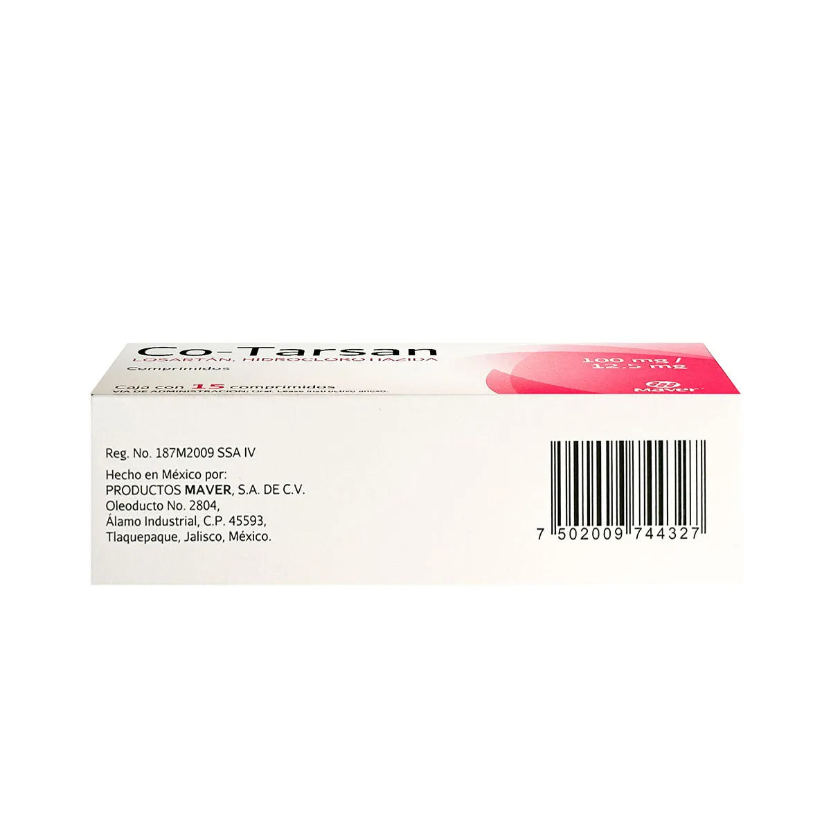 Co-Tarsan®, Losartán 100 mg, Hidroclorotiazida 12.5 mg 15 Comprimidos | Maver®