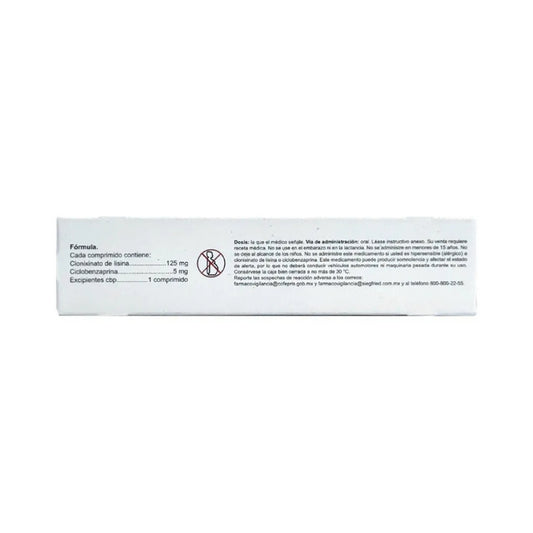Clonixinato de Lisina 125 mg, Ciclobenzaprina 5 mg 20 Comprimidos | Avivia Pharma®