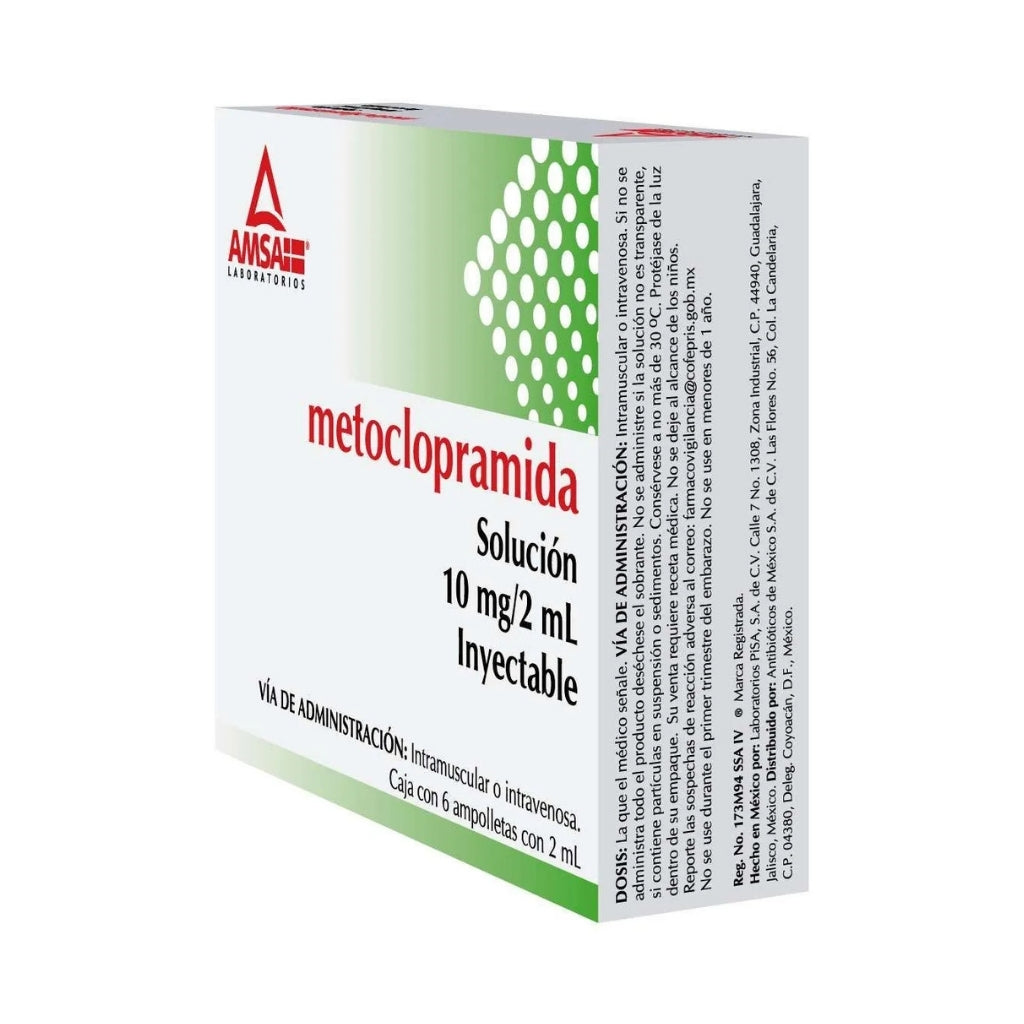 Metoclopramida 10 mg/2 mL 6 Ampolletas | Amsa®