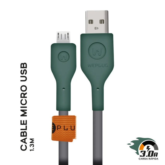 Cable de Carga Rápida We Plug 1.3m Micro USB a USB 3.0a