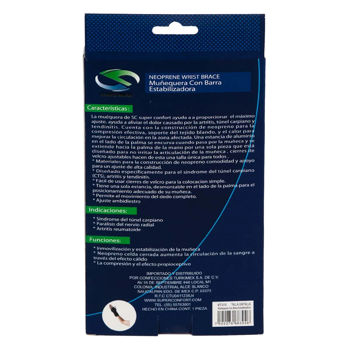 Muñequera Elástica Universal Color Negro | Super Confort®