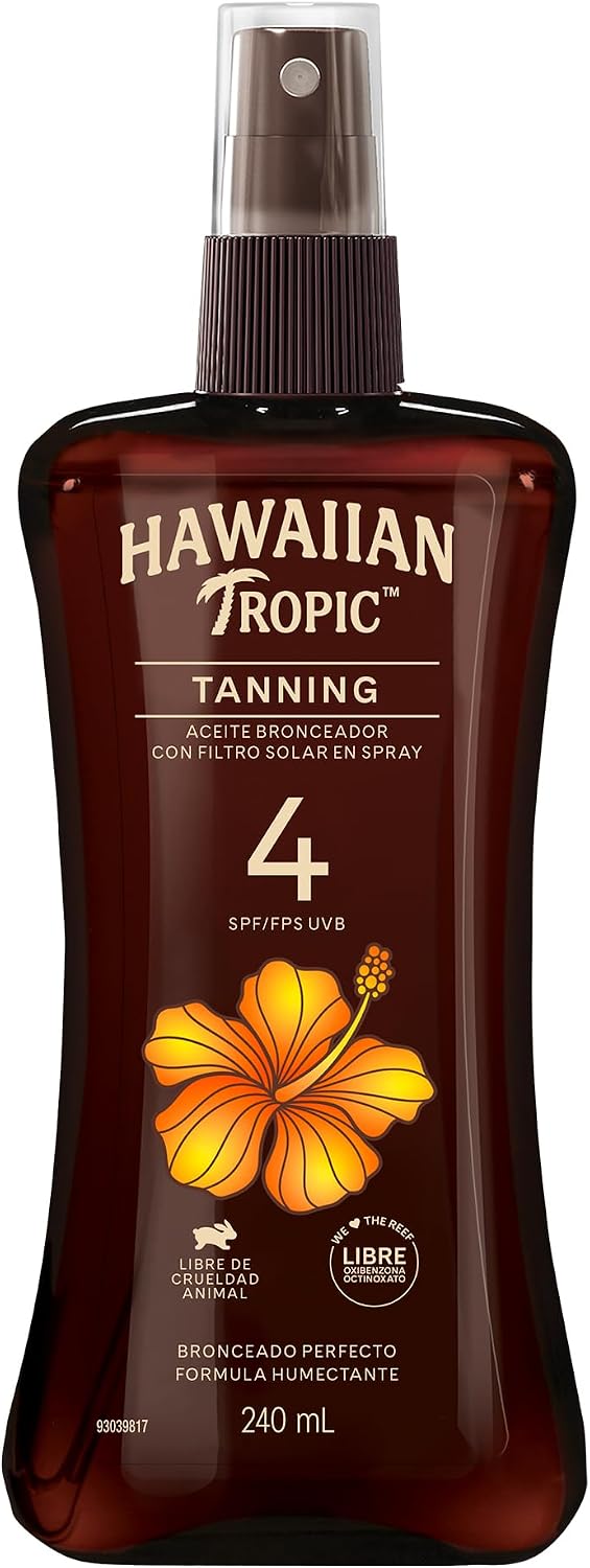Hawaiian Tropic Tanning FPS 4 Aceite Bronceador con Filtro Solar en Spray 240 mL