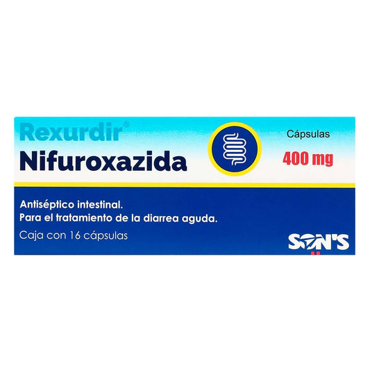 Rexurdir® Nifuroxazida 400 mg Caja con 16 Cápsulas | Son's®