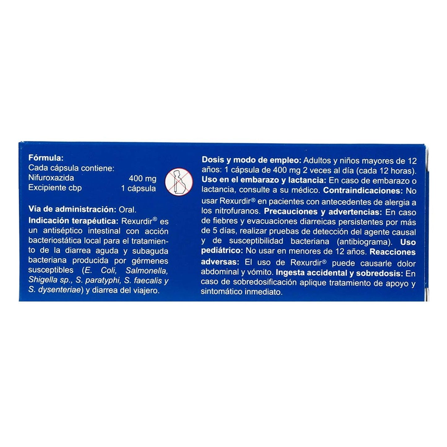 Rexurdir® Nifuroxazida 400 mg Caja con 16 Cápsulas | Son's®