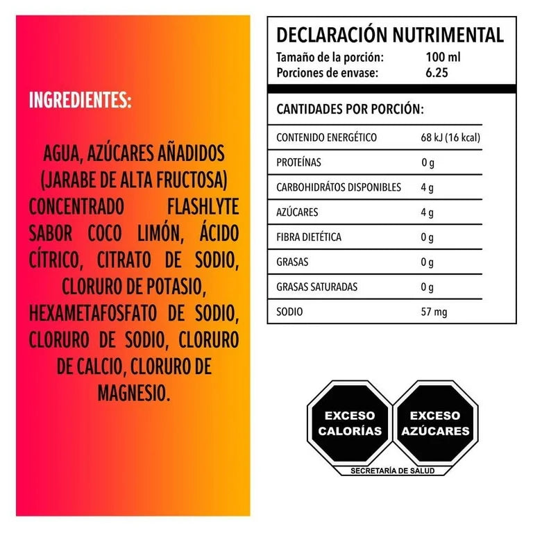 Bebida Hidratante Flashlyte Coco Limón con Electrolitos 625 ml