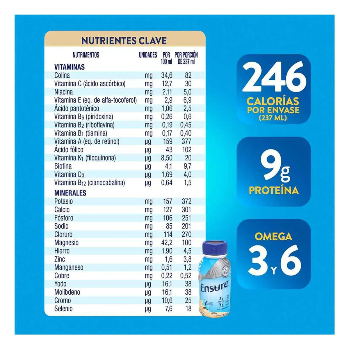 Ensure® Vainilla 237 mL Suplemento Alimenticio Líquido | Abbott®