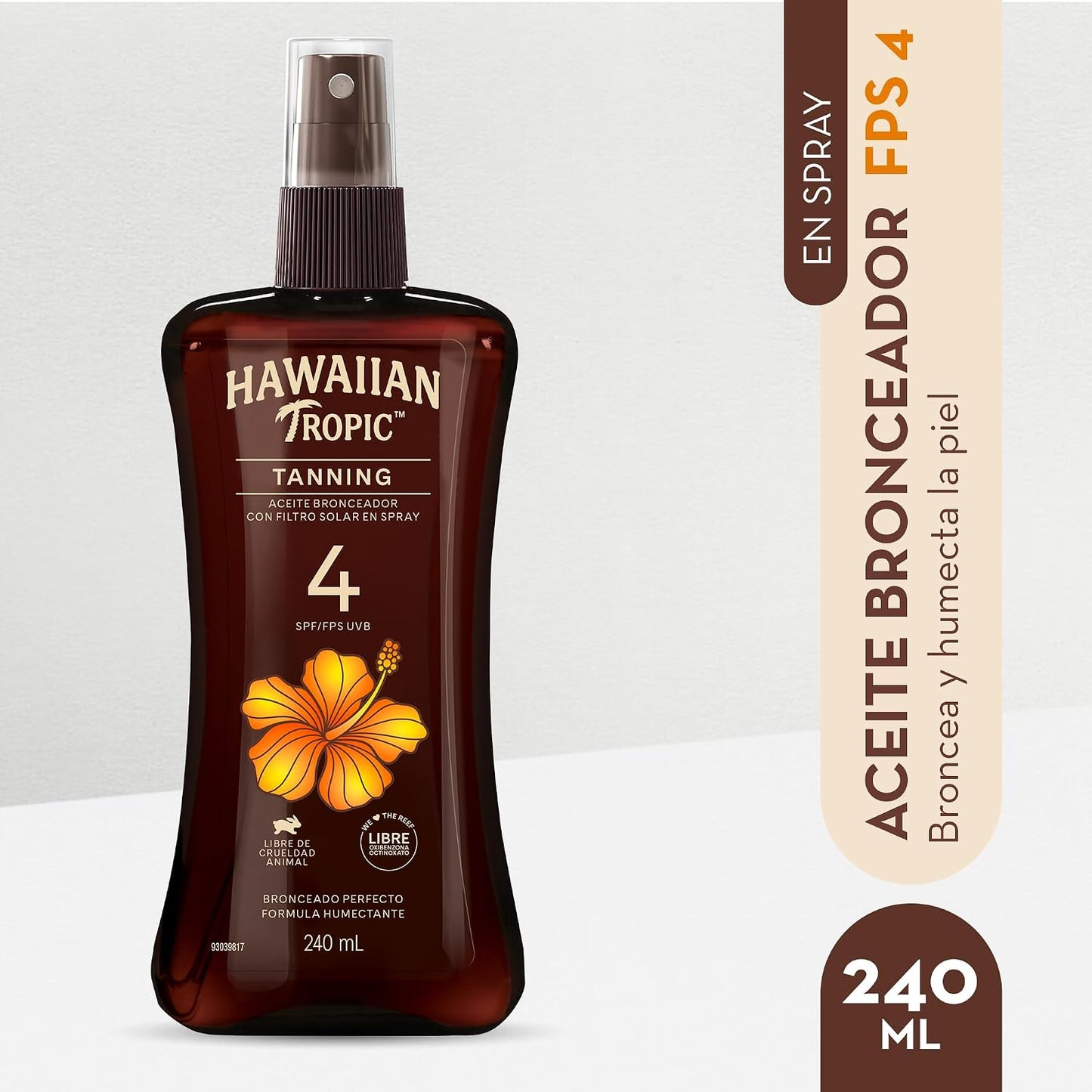 Hawaiian Tropic Tanning FPS 4 Aceite Bronceador con Filtro Solar en Spray 240 mL