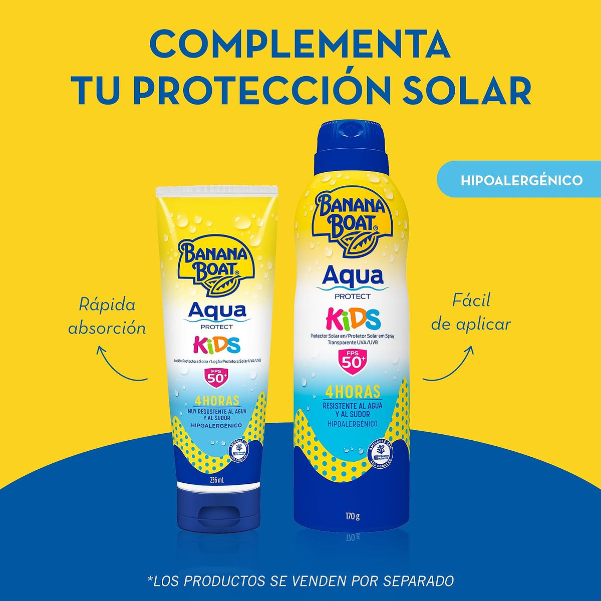 Banana Boat Aqua Protect Kids FPS 50+ Loción Protectora Solar 236 mL