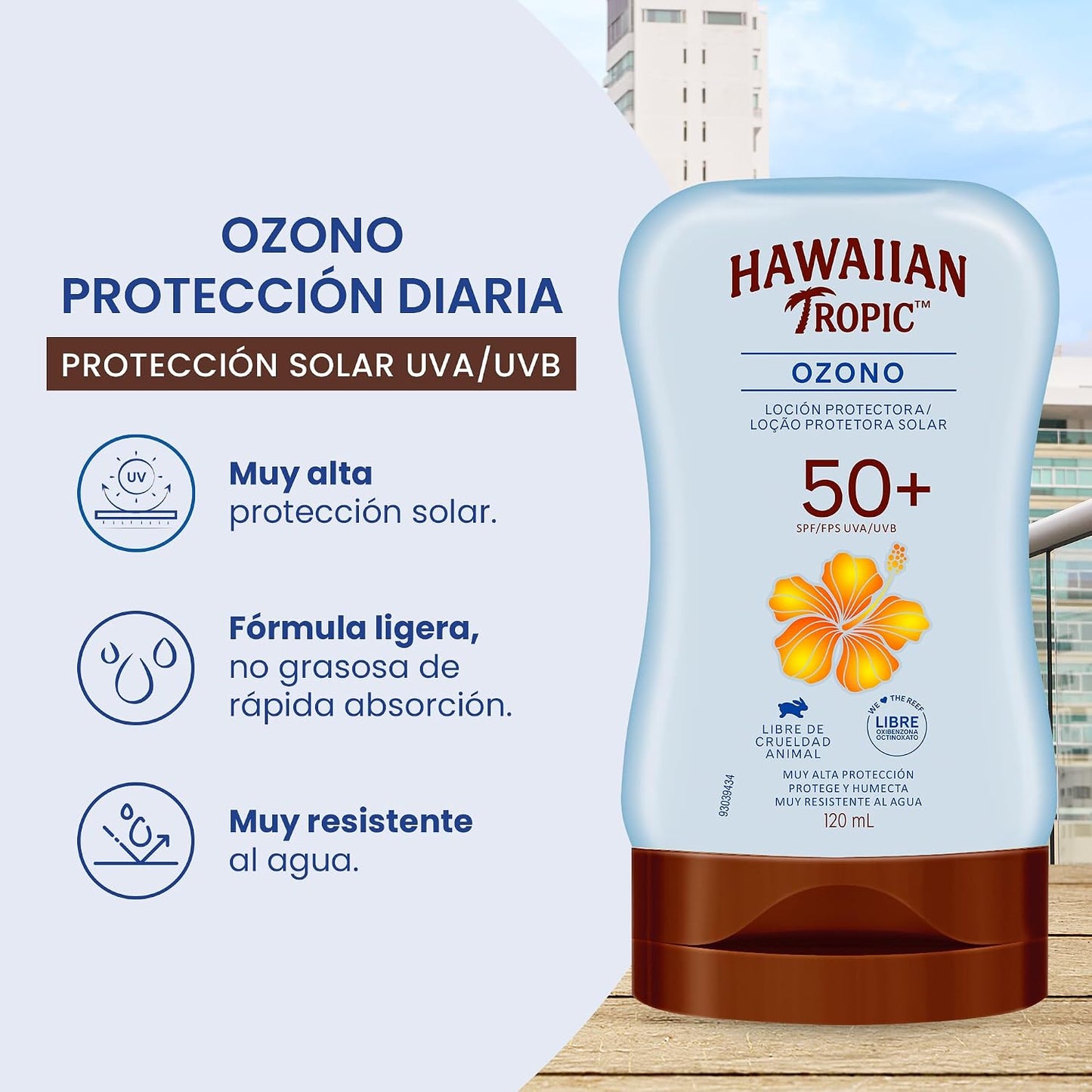 Hawaiian Tropic Ozono FPS 50+ Loción Protectora Solar 120 mL