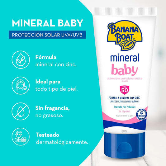 Protector Solar Banana Boat Mineral Baby FPS 50 Loción 180 mL