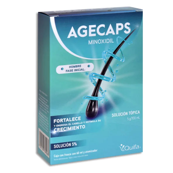 Agecaps, Minoxidil 5% 60 mL Solución Tópica
