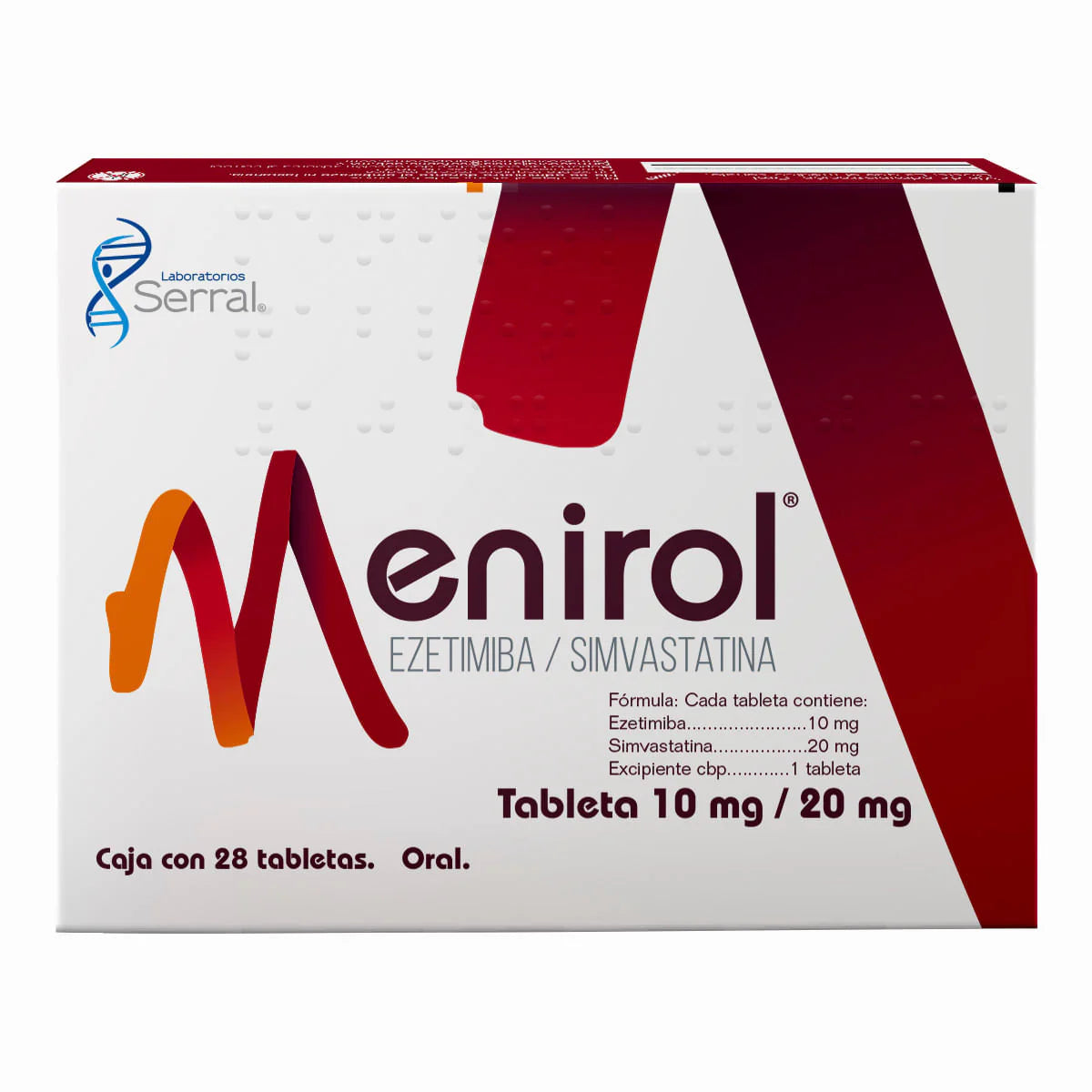 Menirol®, Ezetimiba 10 mg, Simvastatina 20 mg, 28 Tabletas