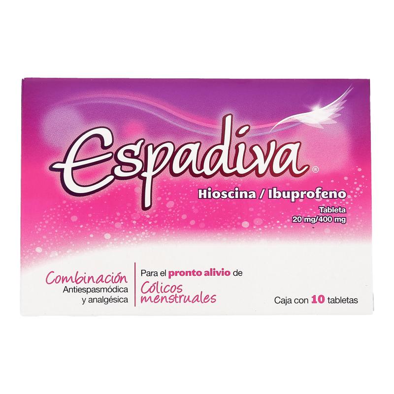 Espadiva®, Hioscina 20 mg, Ibuprofeno 400 mg 10 Tabletas | Apotex®