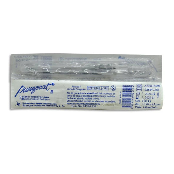 Catéter Intravenoso Punzocat Calibre 16 Color Gris | Vizcarra