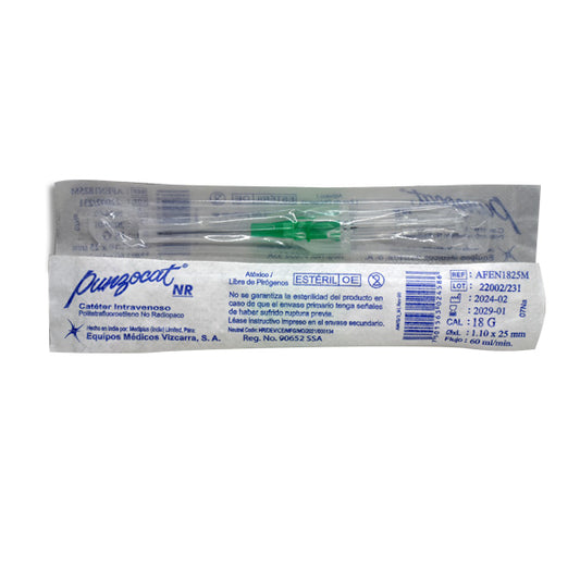 Catéter Intravenoso Punzocat Calibre 18 Verde | Vizcarra