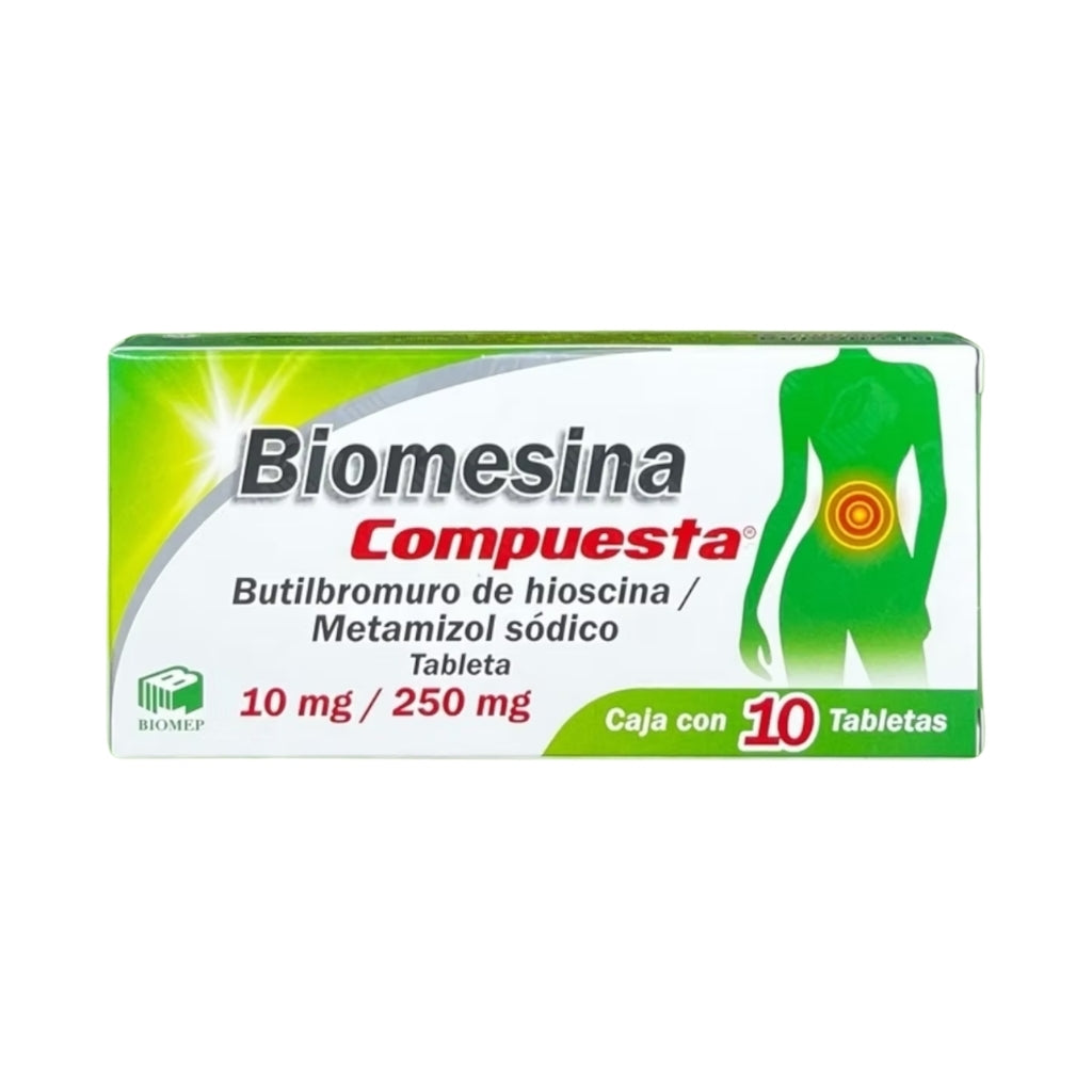 Biomesina Compuesta®, Hioscina 10 mg, Metamizol 250 mg 10 Tabletas | Biomep®