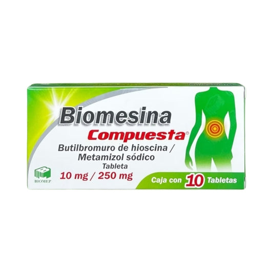 Biomesina Compuesta®, Hioscina 10 mg, Metamizol 250 mg 10 Tabletas | Biomep®