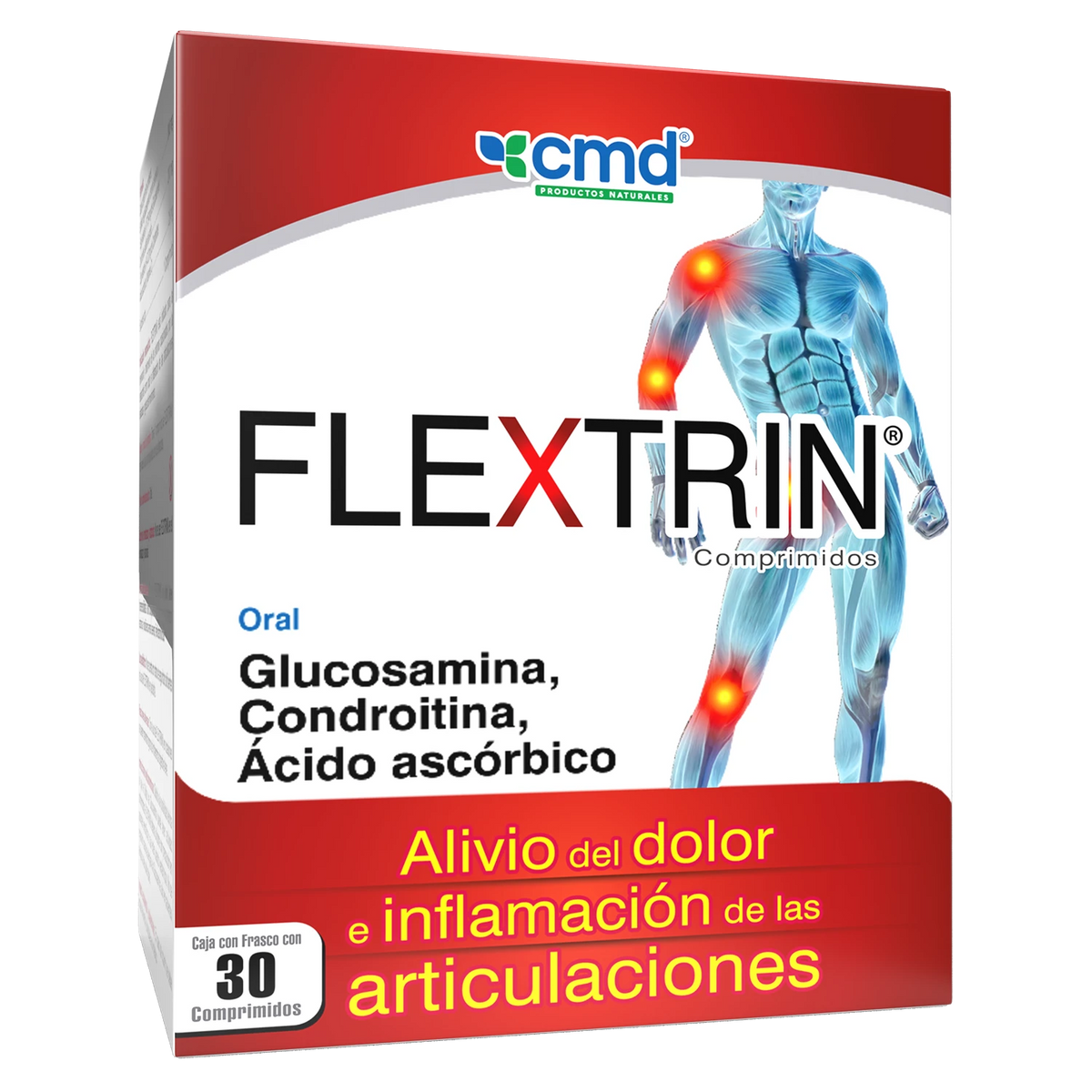 Flextrin®, Glucosamina 300 mg, Condroitina 200 mg, Ácido Ascórbico 25 mg 30 Comprimidos | CMD®