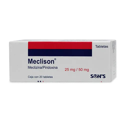 Meclison, Meclizina 25mg, Piridoxina 50mg, 20 Tabletas