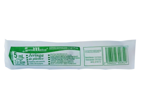 Jeringa Desechable Verde 5 mL (21 G X 32 mm) | Sensimedical®